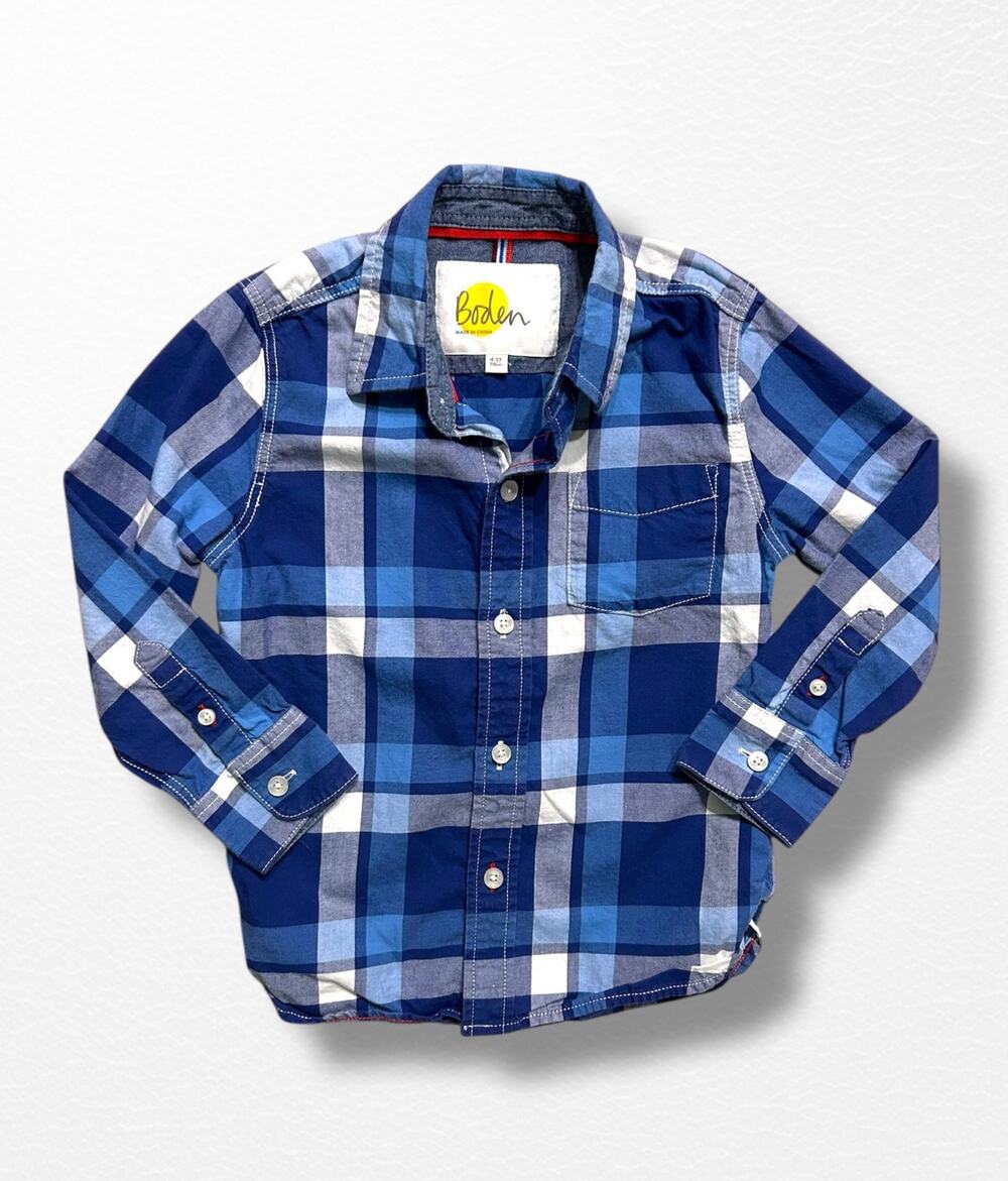 Boden Plaid Button-Down Shirt, Size 4/5